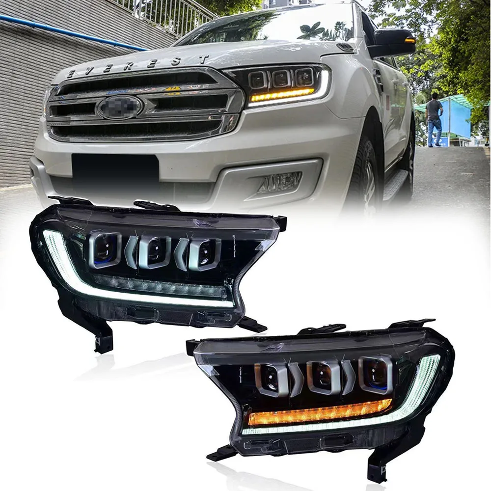 

Pop для Ford Ranger Everest 2015-2020 передние фонари светодиодный синий старт анимация DRL динамический указатель поворота Demon Eye