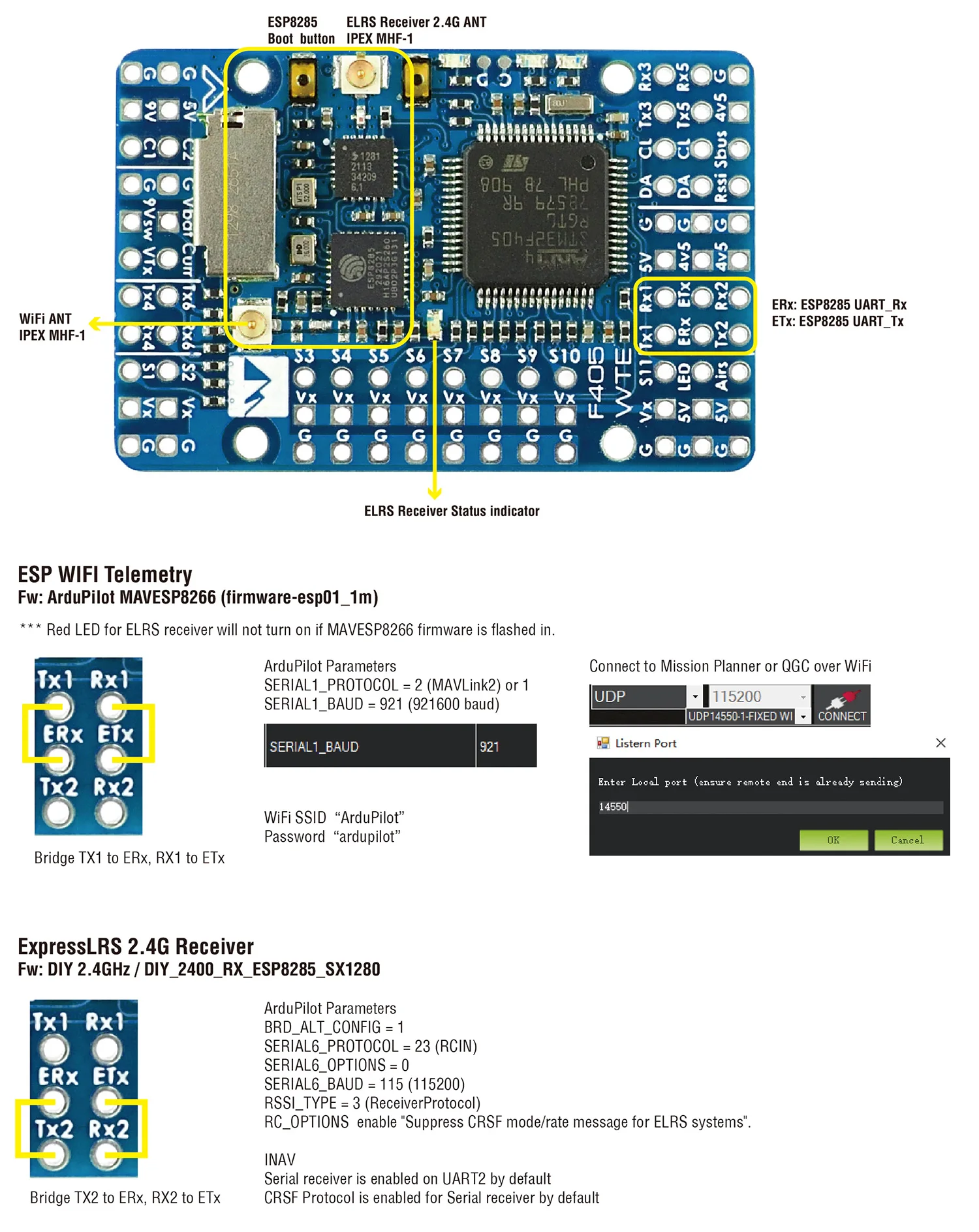 MATEK System F405-WTE Flight Controller Built-in OSD Blackbox ExpressLRS 25 x 25mm For FPV Fixed Wing Drone F405-WSE Upgrade