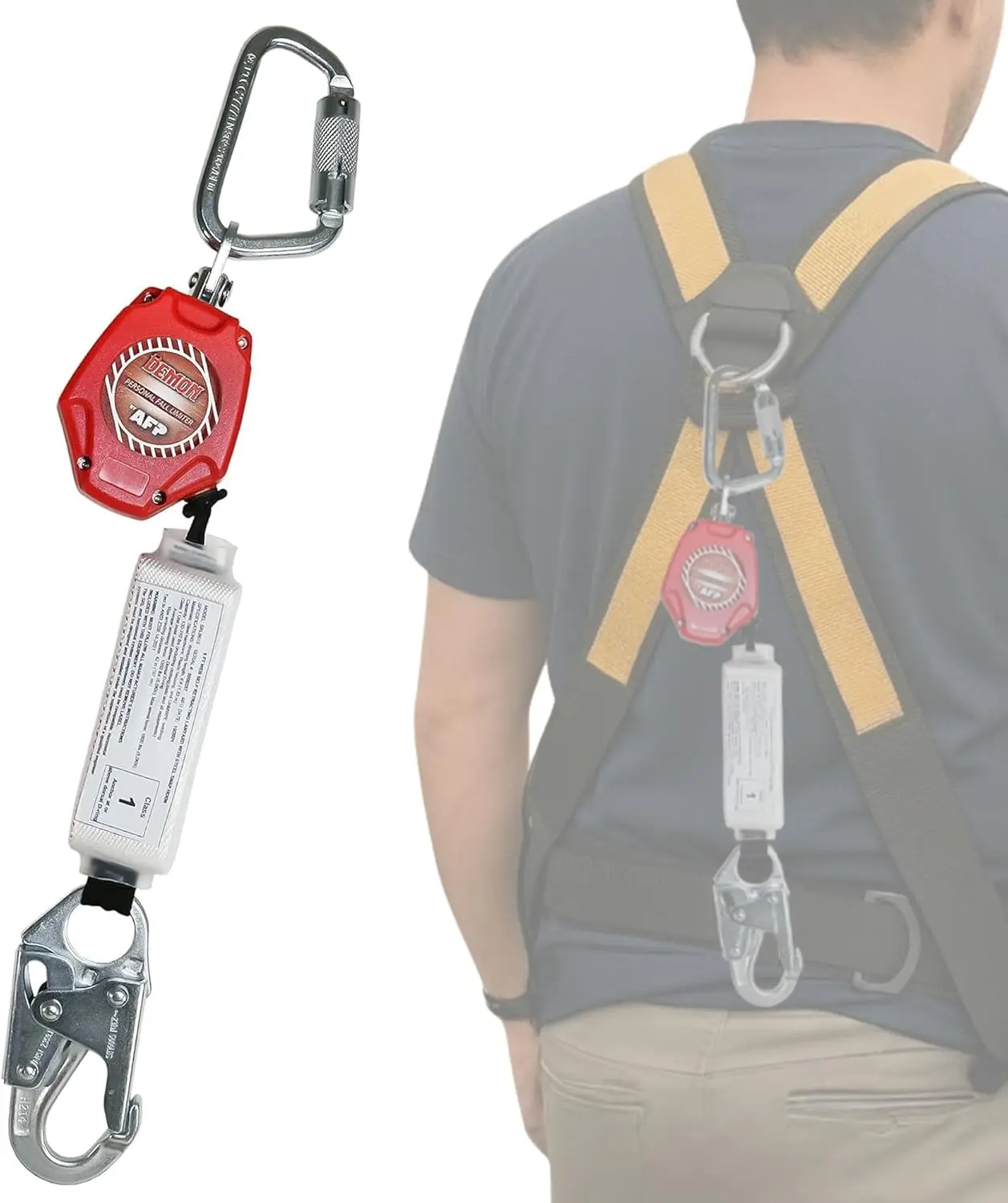 

Self-Retracting Lifeline Fall Protection with Shock Absorber, Steel Hooks & Carabiner | OSHA & ANSI Rated