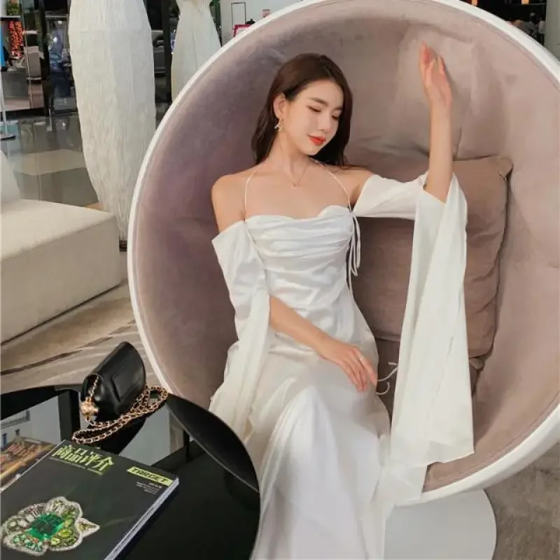 自由奔放に生きるビーチステインミディドレスパーティー女性イブニングデザイン長袖スリムエレガントなボディコンドレスワンピースドレス韓国ファッション