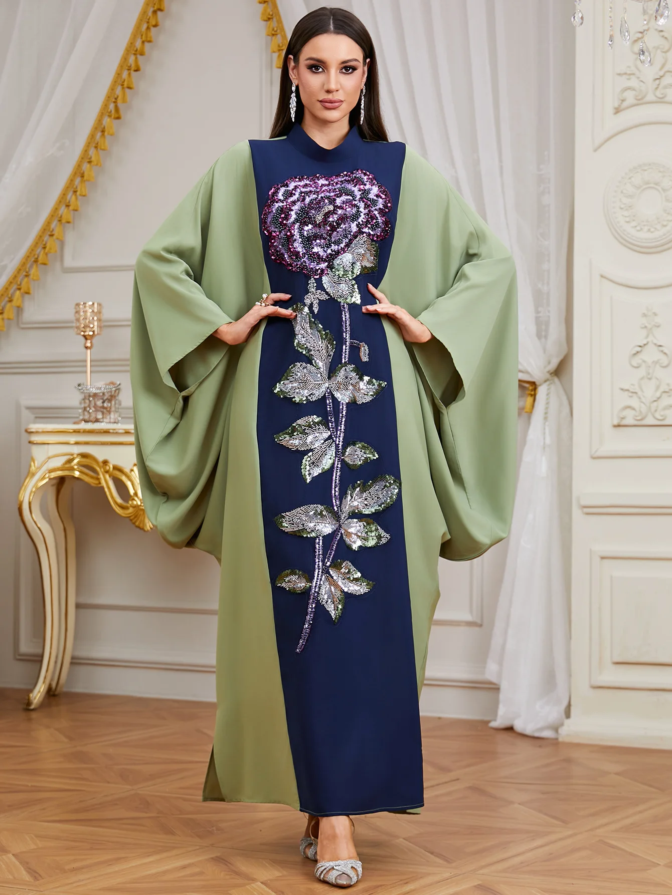 Robe Abaya pour femmes musulmanes, moyen-orient, arabe, turquie, manches longues, manches chauve-souris, broderie, magnifique robe de soirée, ample, islamique, nouvelle collection