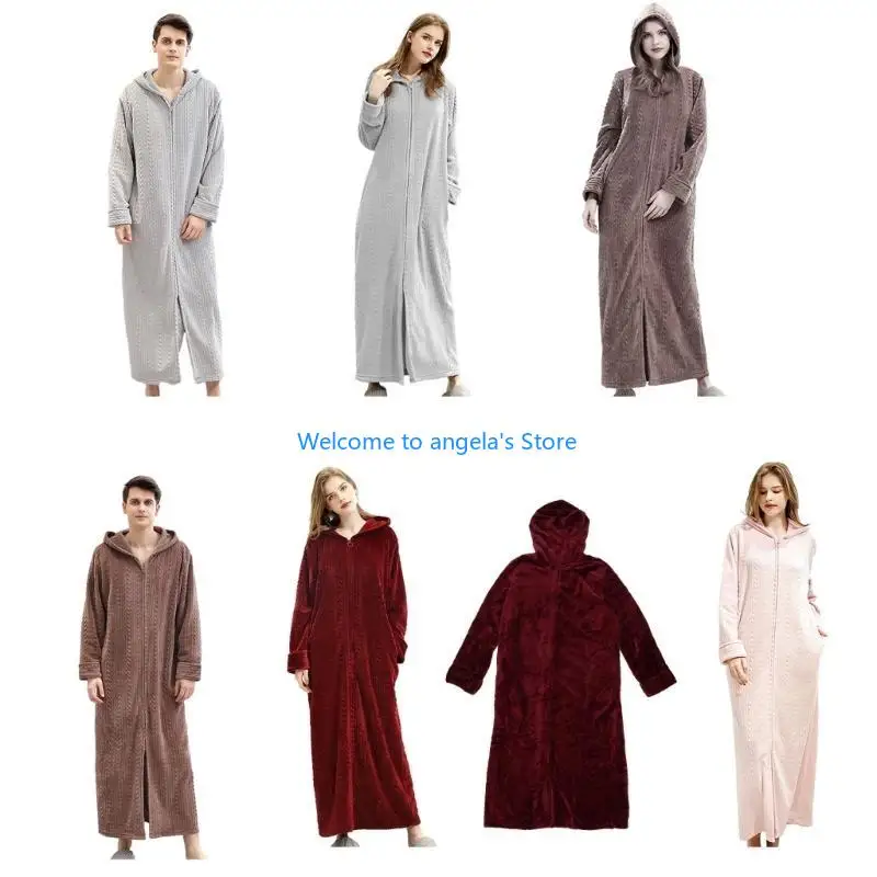 

X4YC ipper Халаты Толстовка Мягкие халаты с длинными рукавами Легкая пижама полной длины