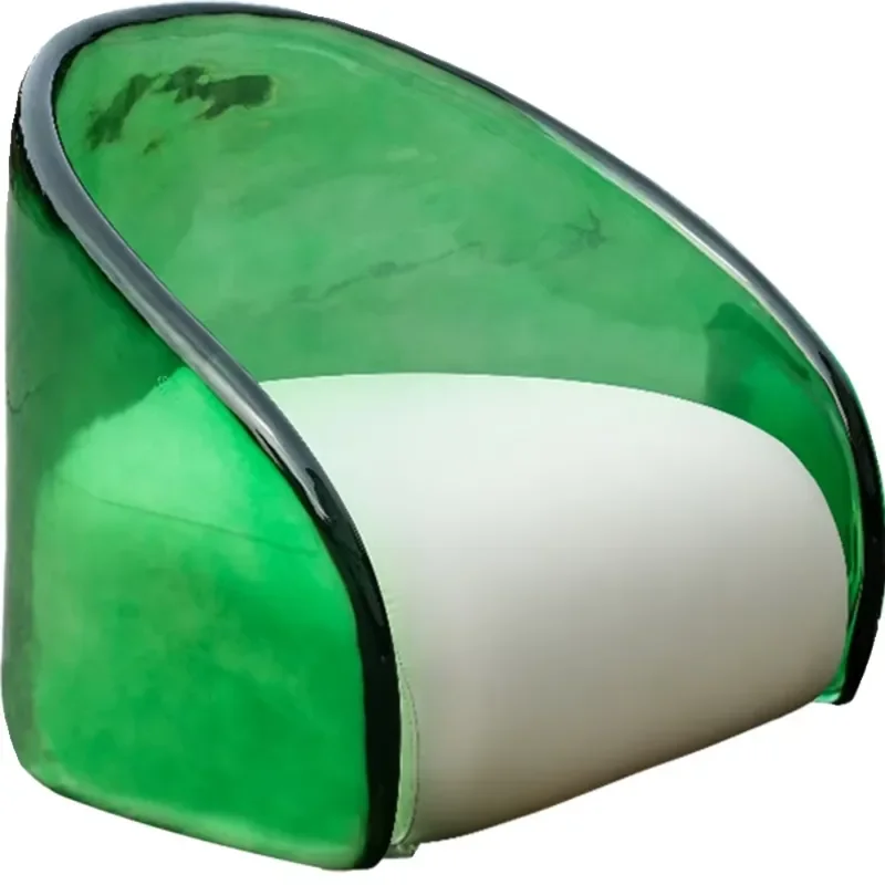 Art-Deco Green Transparent Resin Lounge Chair Unique Clear Resin Chair with Cushion for Designer Space