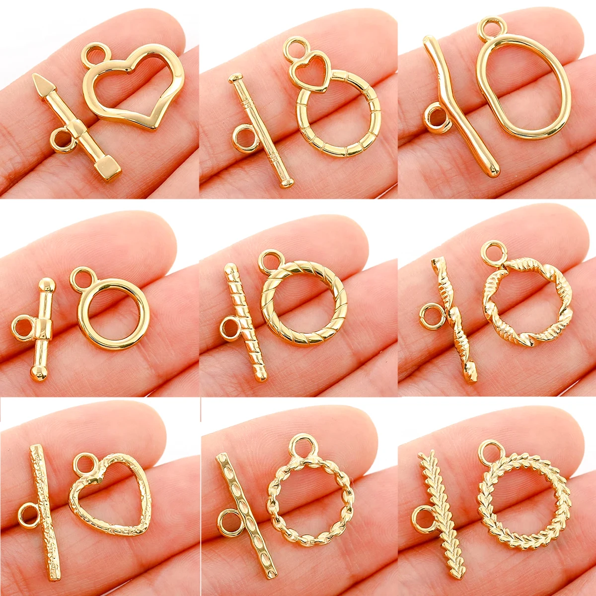 3Set/Lot Stainless Steel OT Buckle PVD Plated Irregular T-Bar Ring Clasps Connectors Toggle DIY Bracelet Necklace Jewelry Making