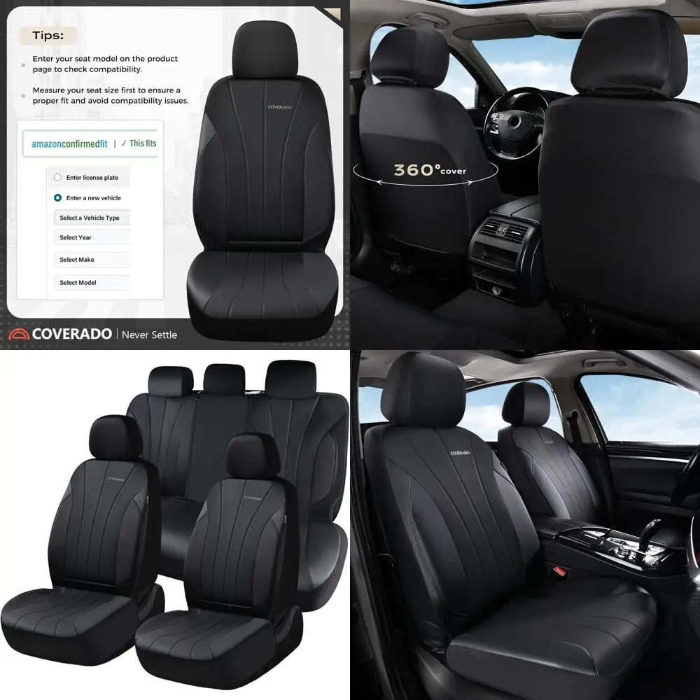 

Car Seat Covers Full Set, Automotive Front and Rear Seat Covers, Leather Car Seat Covers Full Set 5 Seats, Airbag-Compatible, Sp