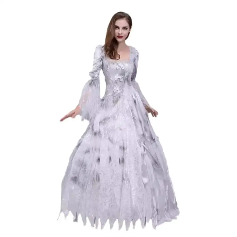 

loween Wedding Dr Long Cosplay Performance Gown Ghostly Bridesmaid Attire Traditional Chinese Stage Costume Women