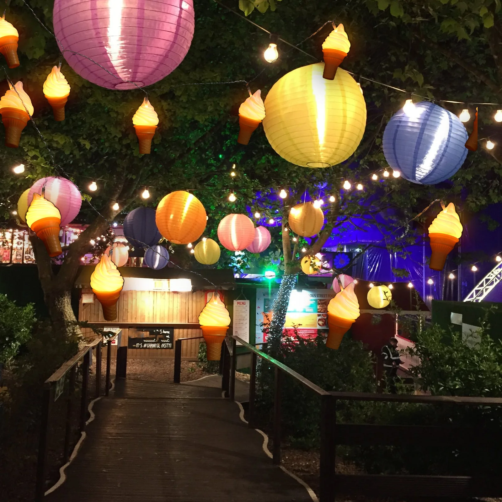 1 مجموعة الآيس كريم LED سلسلة مصباح ديكور داخلي في الهواء الطلق الطرف الديكور توهج الإضاءة لغرفة المعيشة فناء متجر أجواء #1