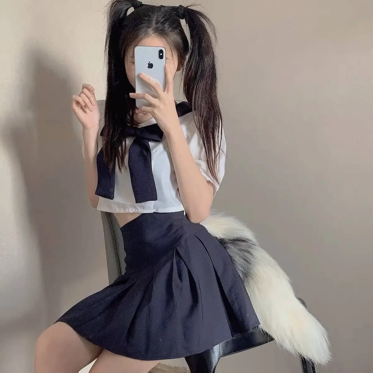 Handmade Long Tail Animal Cartoon Show COS Performance Prop Women's Maid Cat Cosplay Simulation Fox Tail Lolita Accessories