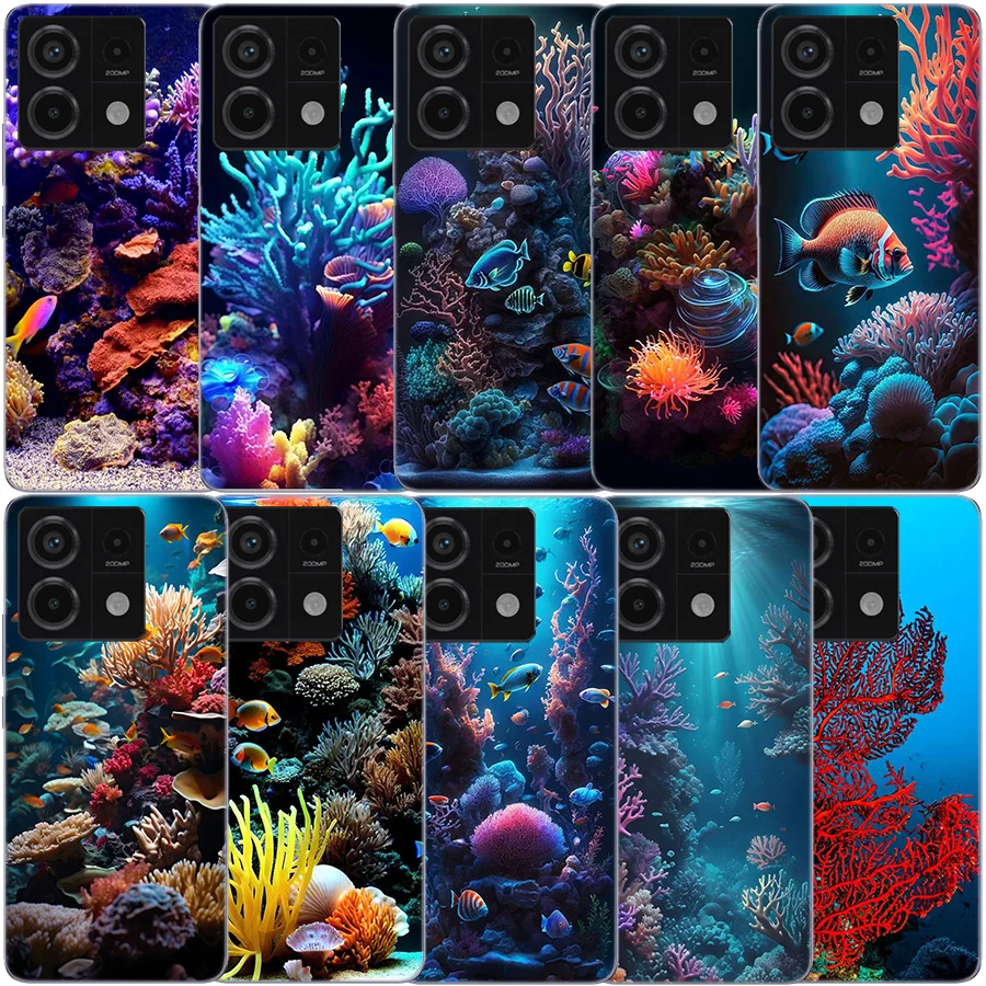 Coral Reefs and Their Small Fish Clear Phone Case For Xiaomi Redmi Note 11 11S 11T 11E 10 10S 9 9S 9T 8 8T Pro 7 K70 K60 K20 TPU