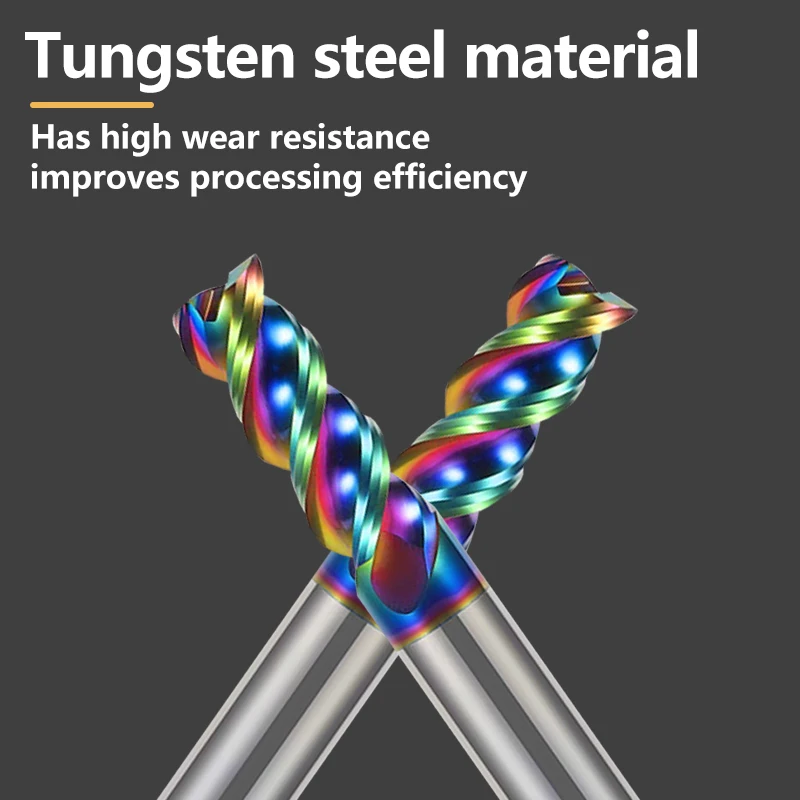 

VOKET Color Coated High Gloss Aluminum Milling Cutter Special CNC U-groove Integral Tungsten Steel 3 Flute Carbide End Mill