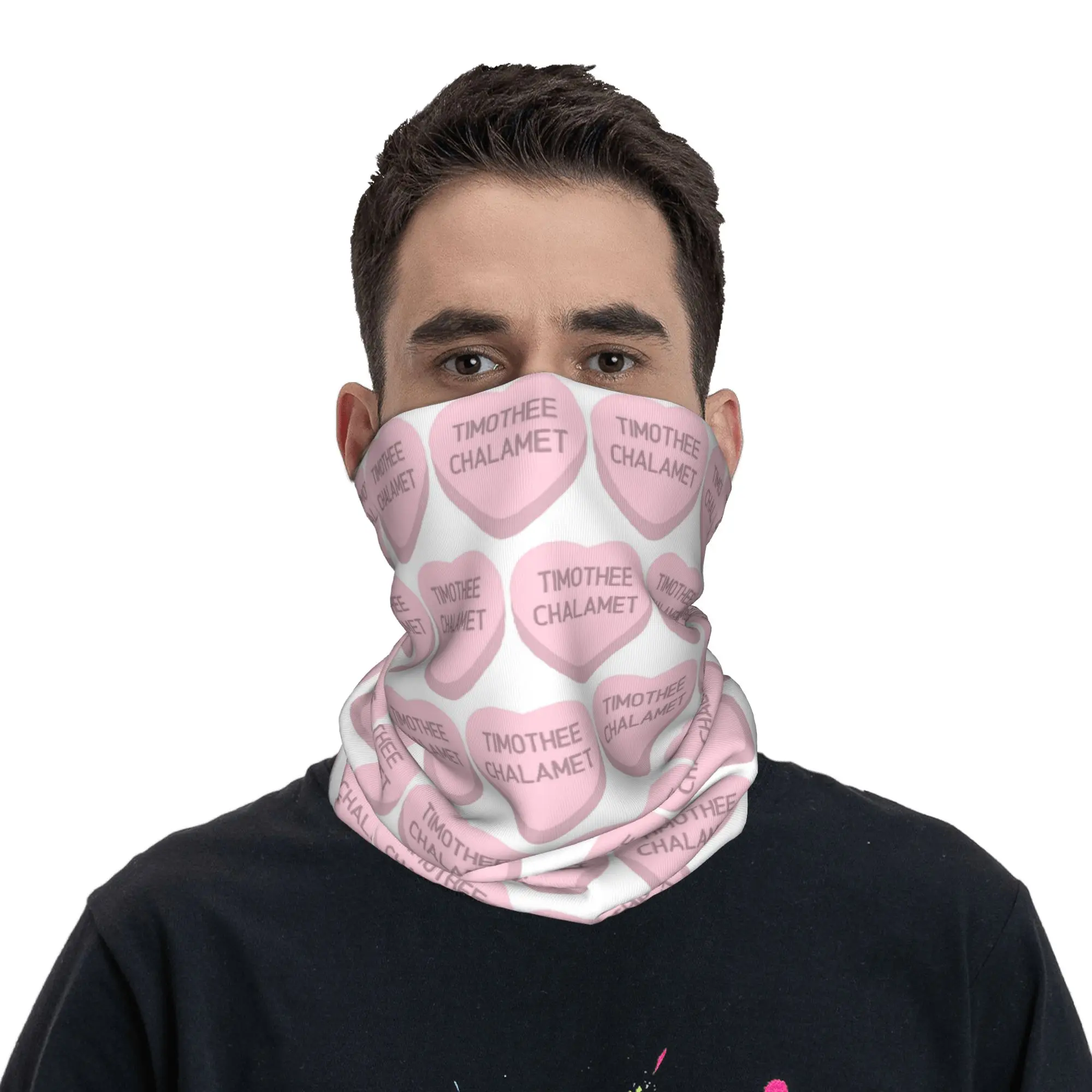 timothee chalamet candy heart Bandana Neck Cover Printed Wrap Mask Scarf Face Mask Hiking Fishing for Men Women Adult Washable