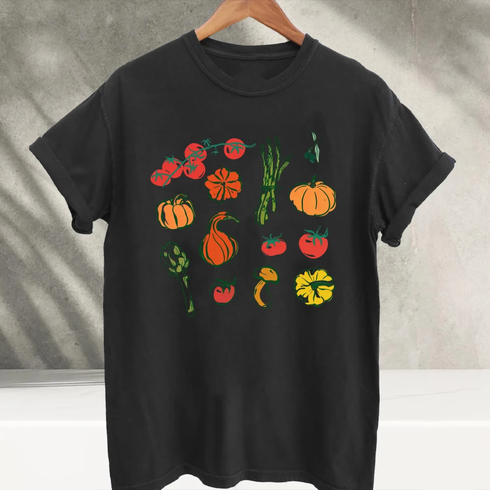 Vintage Cartoon Print T‑Shirt Unisex Funny Cat Dog Heisenberg Vegetable Pattern Short Sleeve Soft Cotton Tee Casual Street Tops