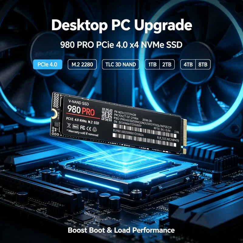 High Speed 980 PRO PCIe4.0 X4 M.2 2280 NVMe TLC 3D Internal SSD 1TB 2TB 4TB 8TB Storage Upgrade Disk For PS5 Gaming Desktop Note