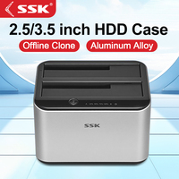 SSK Dual-bay Hard Drive Docking Station for 2.5/3.5 Inch HDD SSD SATA To USB 3.0 Office Clone HDD Docking Station for PC Laptop