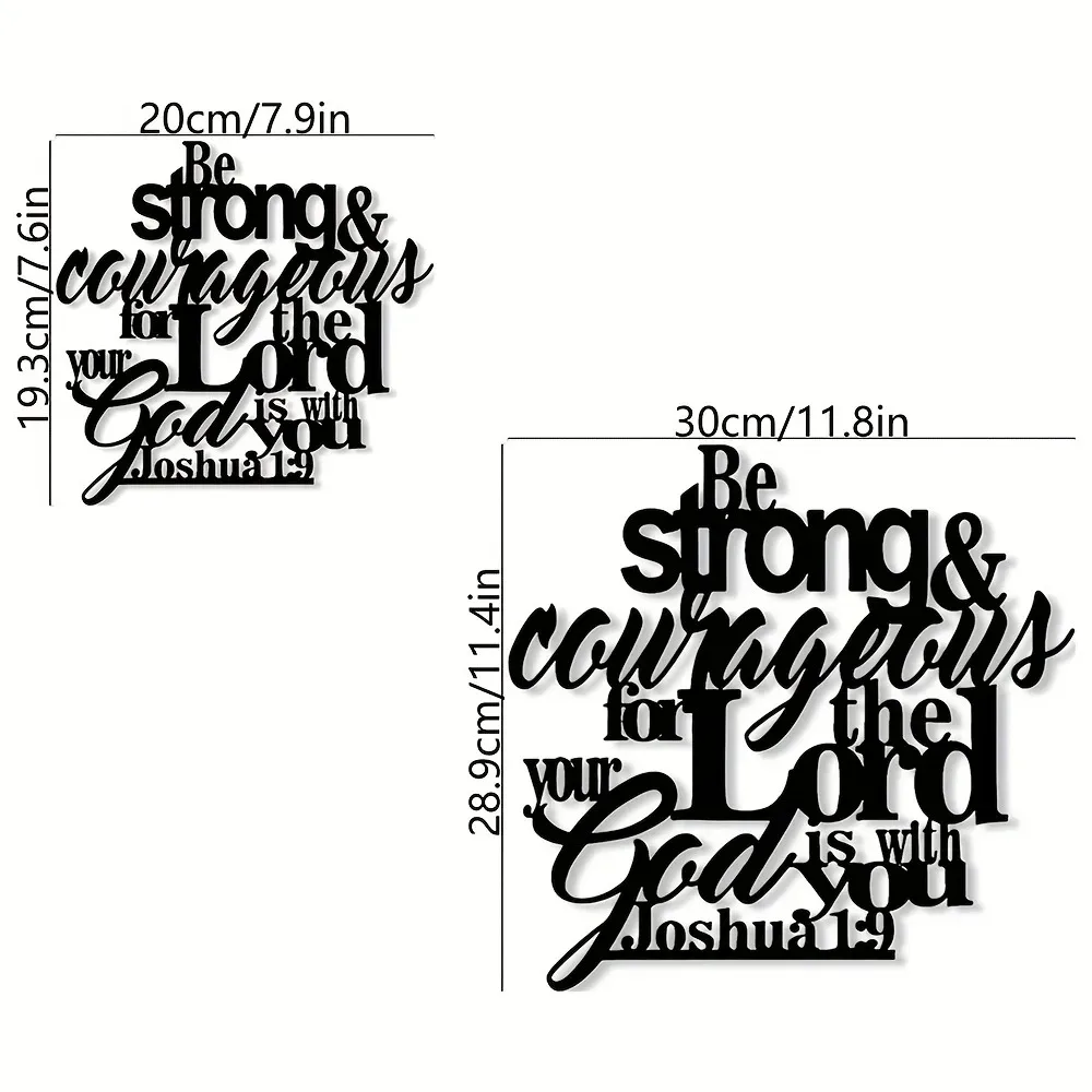 Joshua 1:9 Metal Wall Art, Inspirational Religious Decor for Living Room Office Bedroom Gift