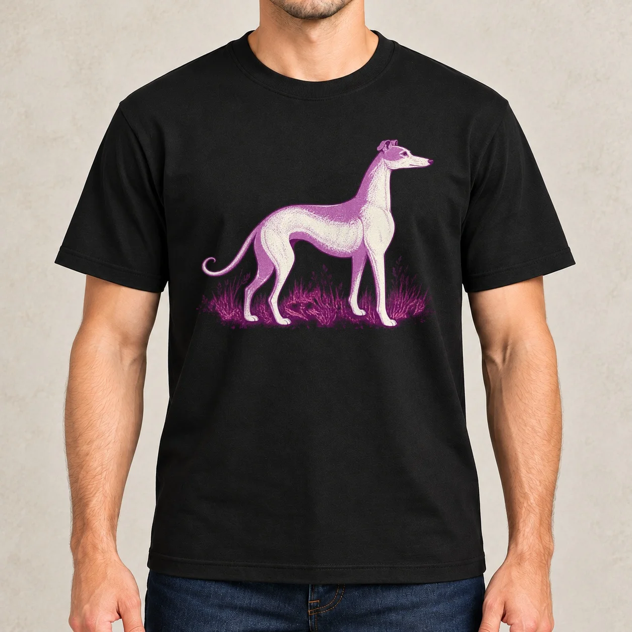 Sam Winchester Purple Dog Whippet replica  Classic T-Shirt cotton t-shirt plain for man package T-Shirt