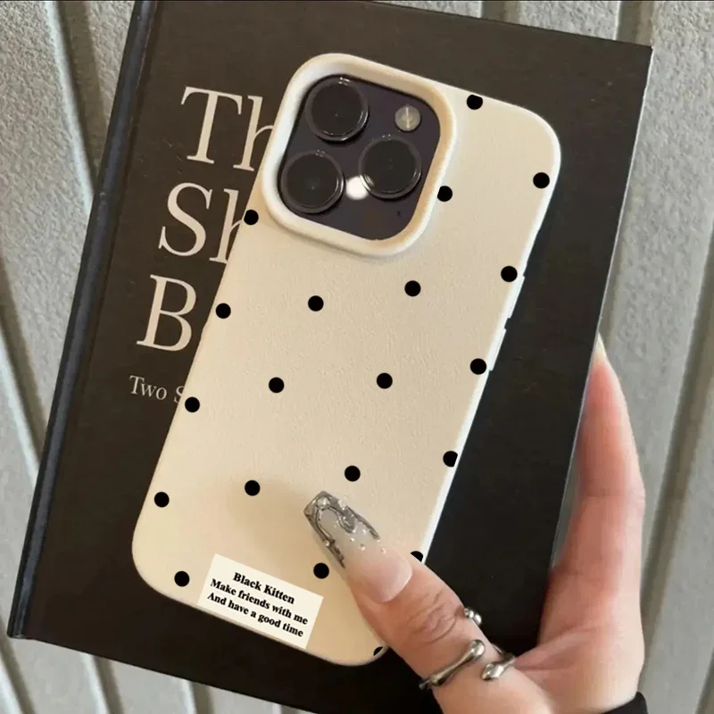 Para iPhone 16 Pro Max 15 14 13 12 11 funda negra ondulada Poin Lichee patrón funda de teléfono de silicona para iPhone XS Max XR 16 Plus