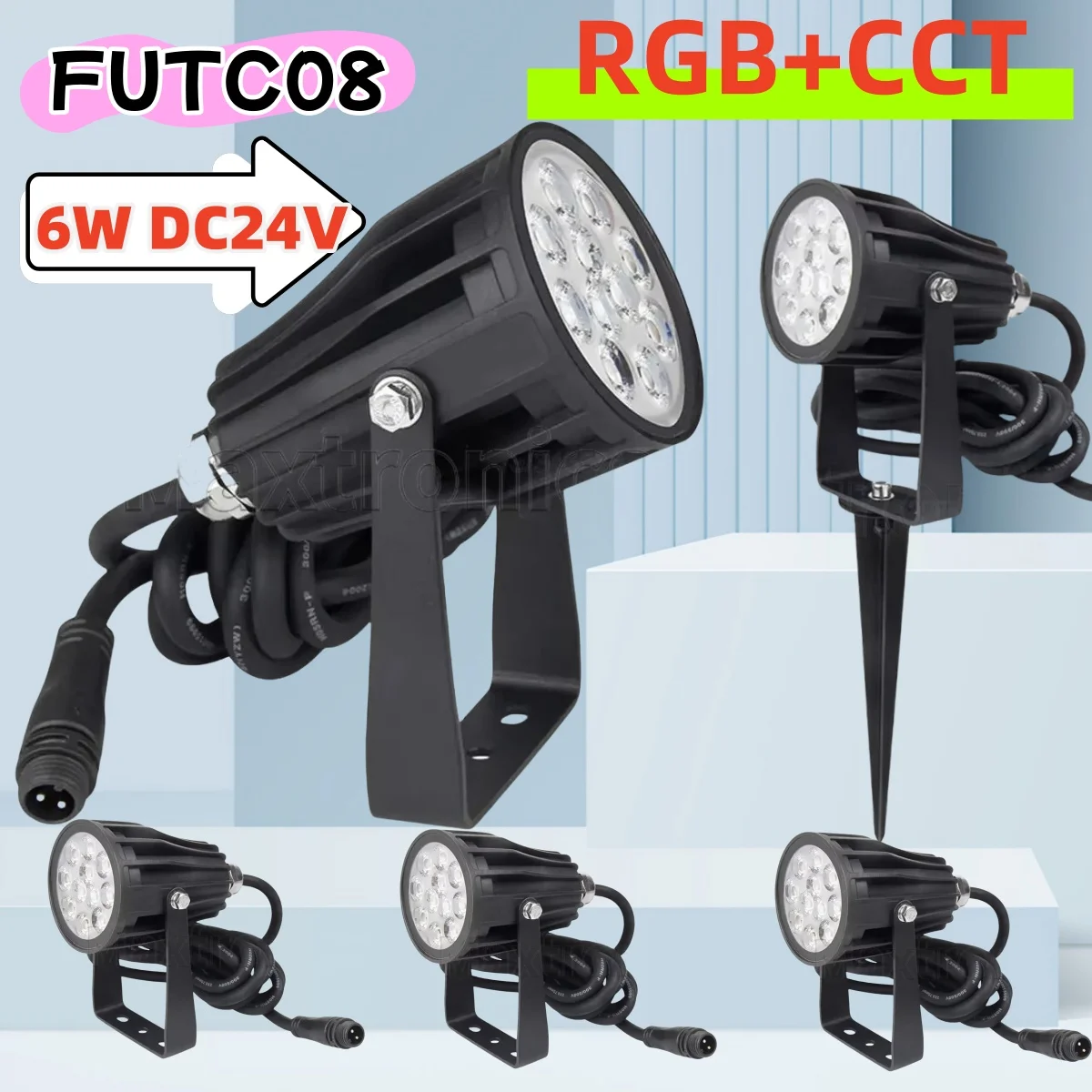 

MiBoxer FUTC08 Умная уличная водонепроницаемая лампа RGB + CCT 6 Вт DC24V IP66 2,4G Беспроводной пульт дистанционного управления/APP/Wi-Fi/голосовое управление Светодиодный садовый светильник