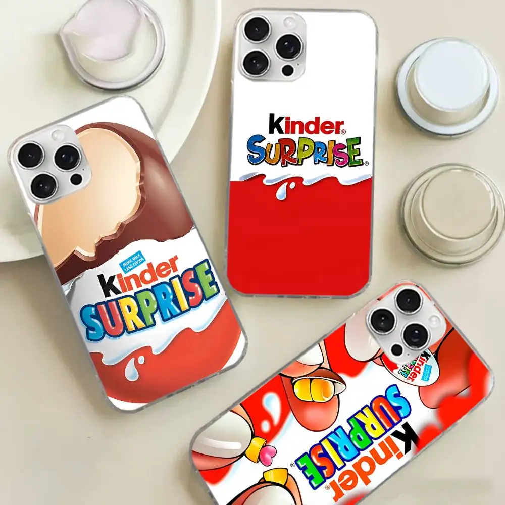 Funda para Teléfono Trolly Egg KINDER JOY Surprise para iPhone 17 16 15 14 13 Pro Max 11 12 Plus, Carcasa Trasera de Silicona Plateada Satinada
