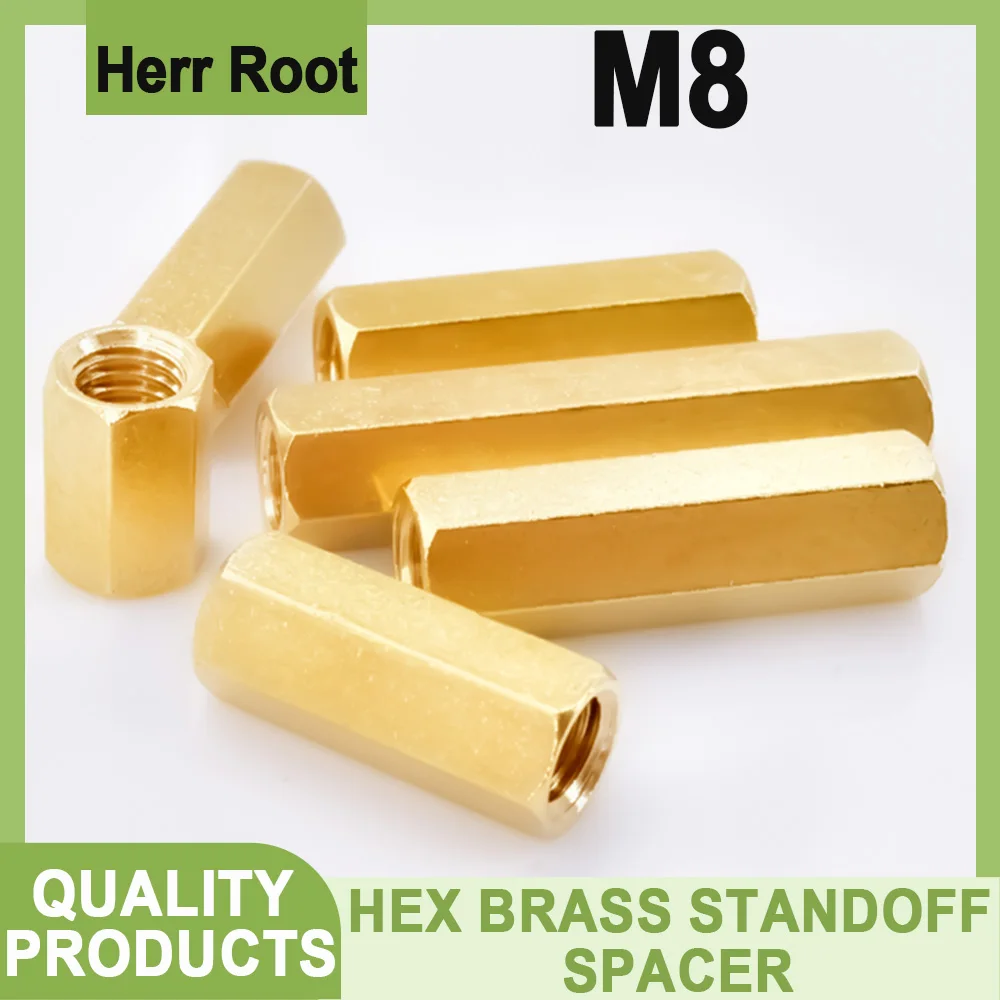 M8 Brass Hex Stsndoff Motherboard Spacer 10-60Pcs Female To Female Board Pillar Column Hollow Copper Pillar Support Rack Column