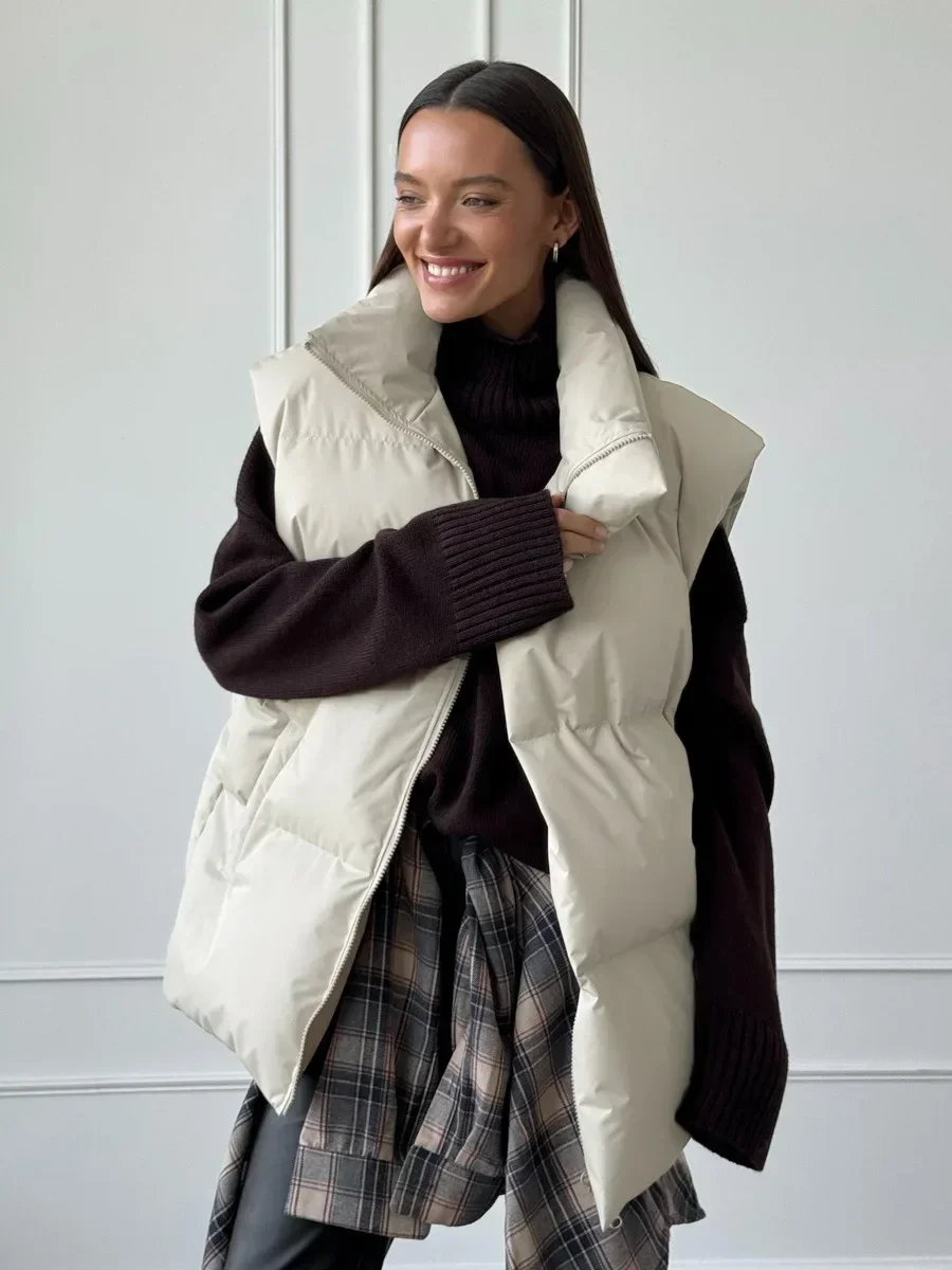 Wolfeel colete jaqueta feminina outono inverno roupas engrossar quente solto casual colete parkas jaqueta sem mangas algodão parkas 2024