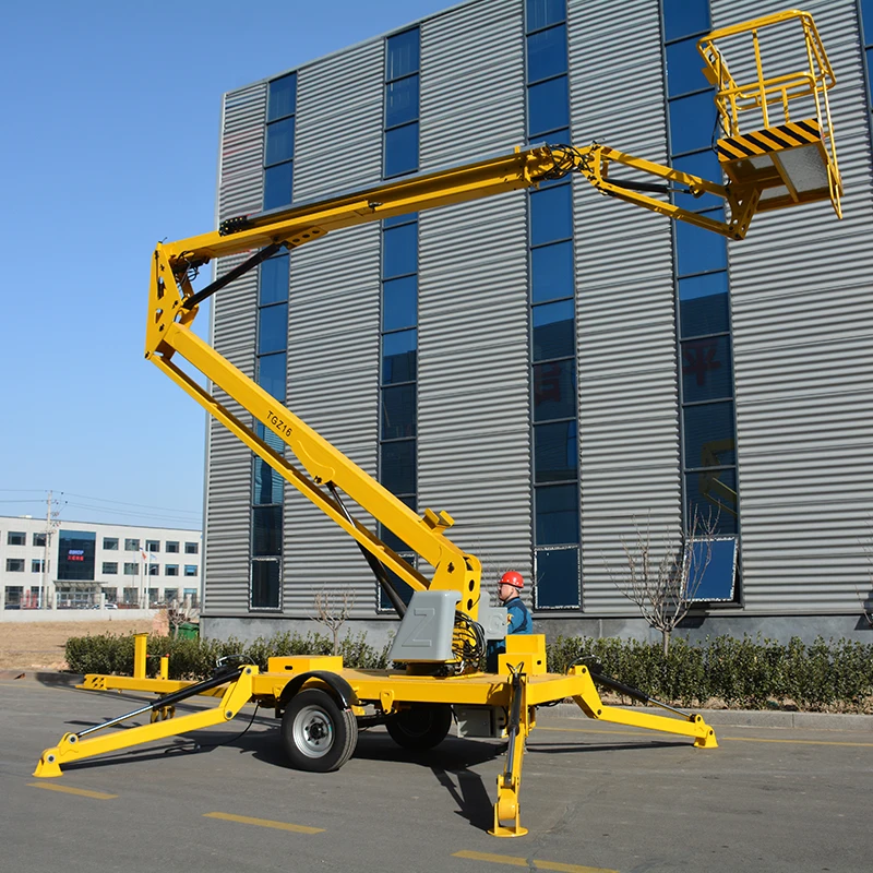 PROMOTION!!! Hydraulic Cylinder Elevators Four Wheels Trailer Mounted Boom Lift Portable Jib Crane Aerial Boom Lift