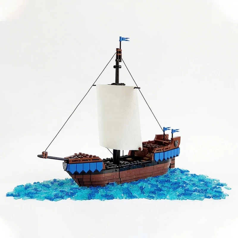 

1054pcs MOC The Black Serpent Medieval Cog Ship Castle Building Blocks Christmas Gift Home Entertainment DIY Project