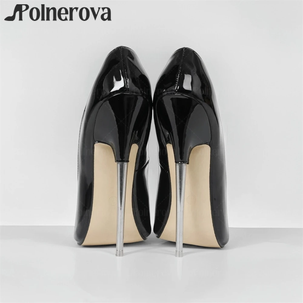 18cm Metallic Silver Stilettos Peep Toe Extremely Pumps Fetish Stiletto Heels Sexy Style Customizable Color High Heels for Women