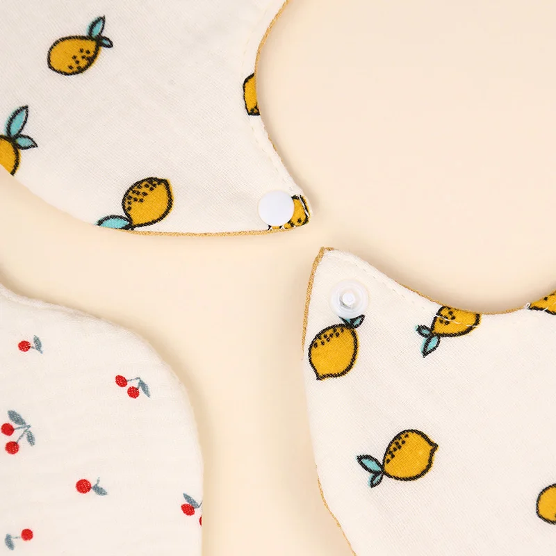 면 프린트 6겹 360도 회전 아기 턱받이 유아 침 흡수 타월 유아용 거즈 턱받이 1개