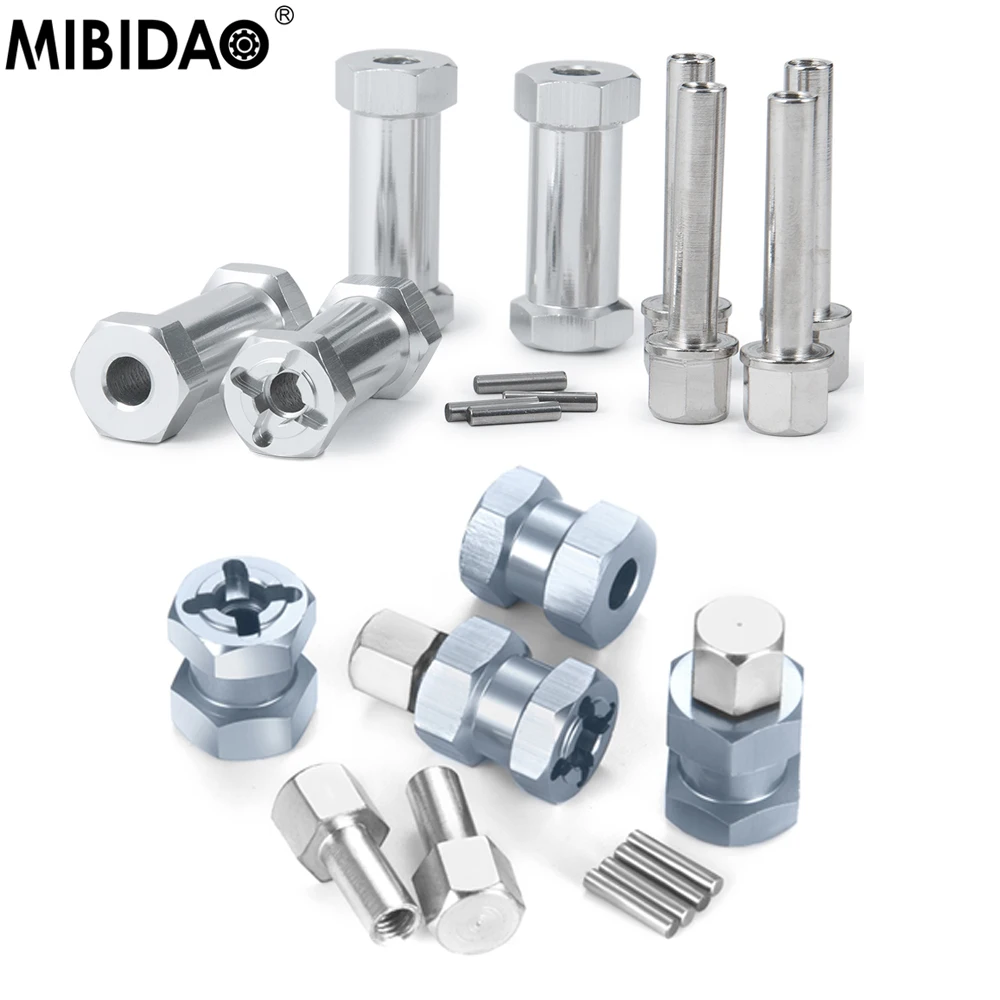 MIBIDAO aluminiowy 20mm sześciokątny adapter napędu piasty koła 12/15/25/30mm łącznik przedłużający do 1/10 gąsienica RC samochód ciężarowy