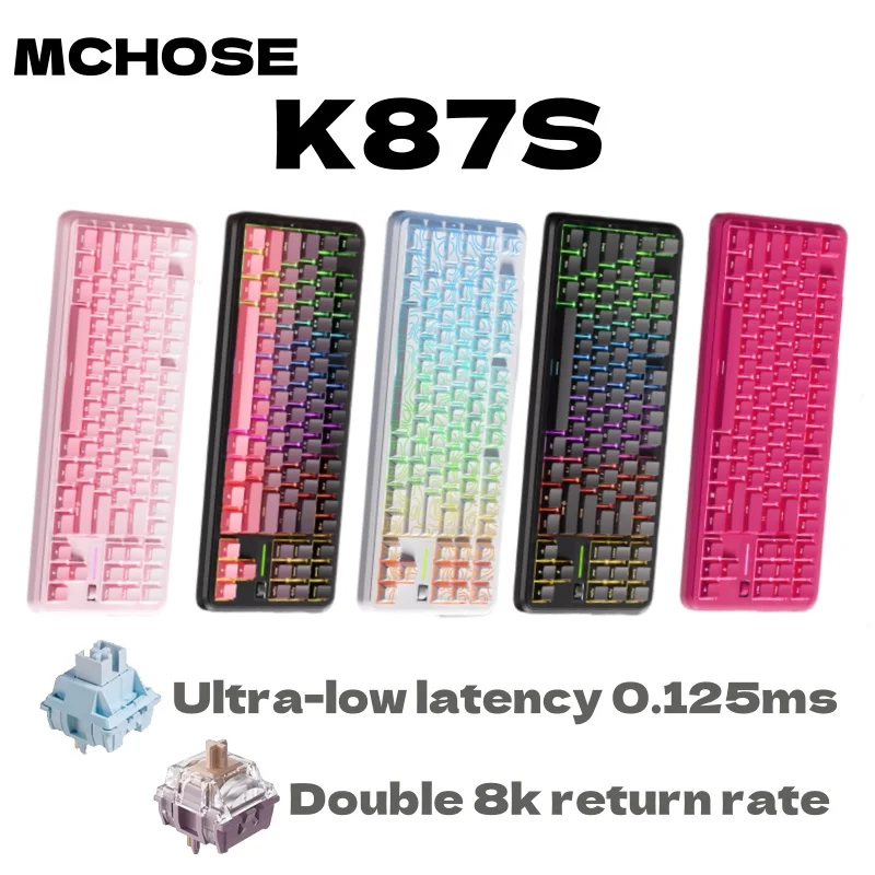 

MCHOSE K87S keyboard dual 8k return rate three models mechanical magnetic knob control game hot swappable laptop custom keyboard
