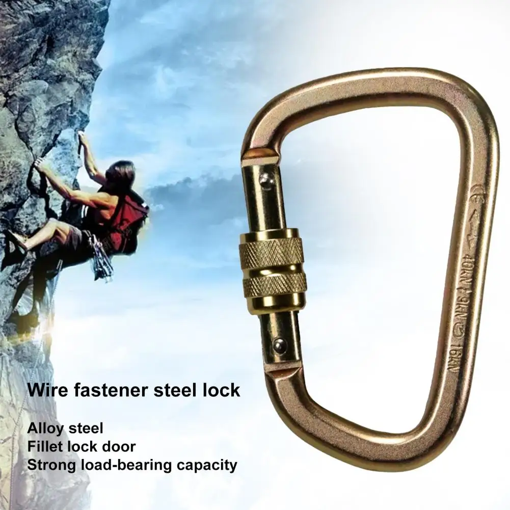 D Shape Buckle  Portable Strong Load-bearing Alloy Steel  Impact Resistant Carabiner Hook Outdoor Accessories