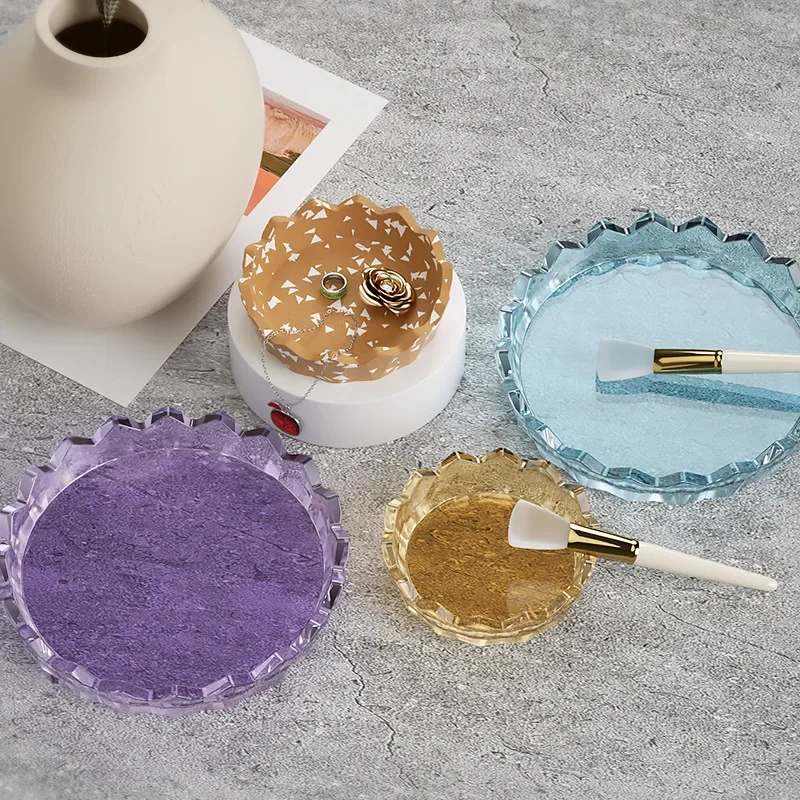 

DIY хрустальный лоток, силиконовая форма, эпоксидная смола, гипс, цементная пластина, круглый держатель для ручек, ручка для мытья, цветная палитра, форма