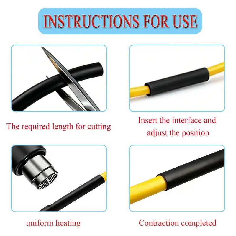 4:1 Shrink Ratio Heat Shrink Tubing 2m/1m, Wire Insulation and Wiring Accessories, Black, Red, White, Clear