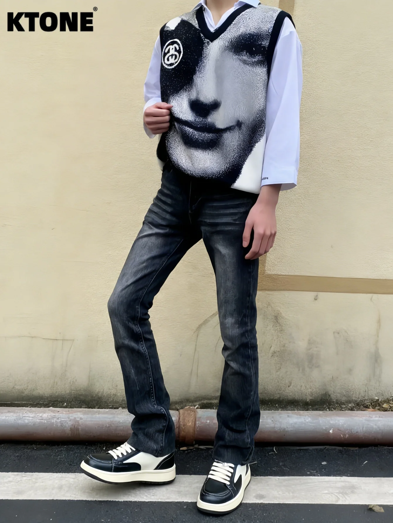 

Unisex Denim Pants Men's Black Slim Hip Hop Jeans Light Retro Drip No accessories or belts included