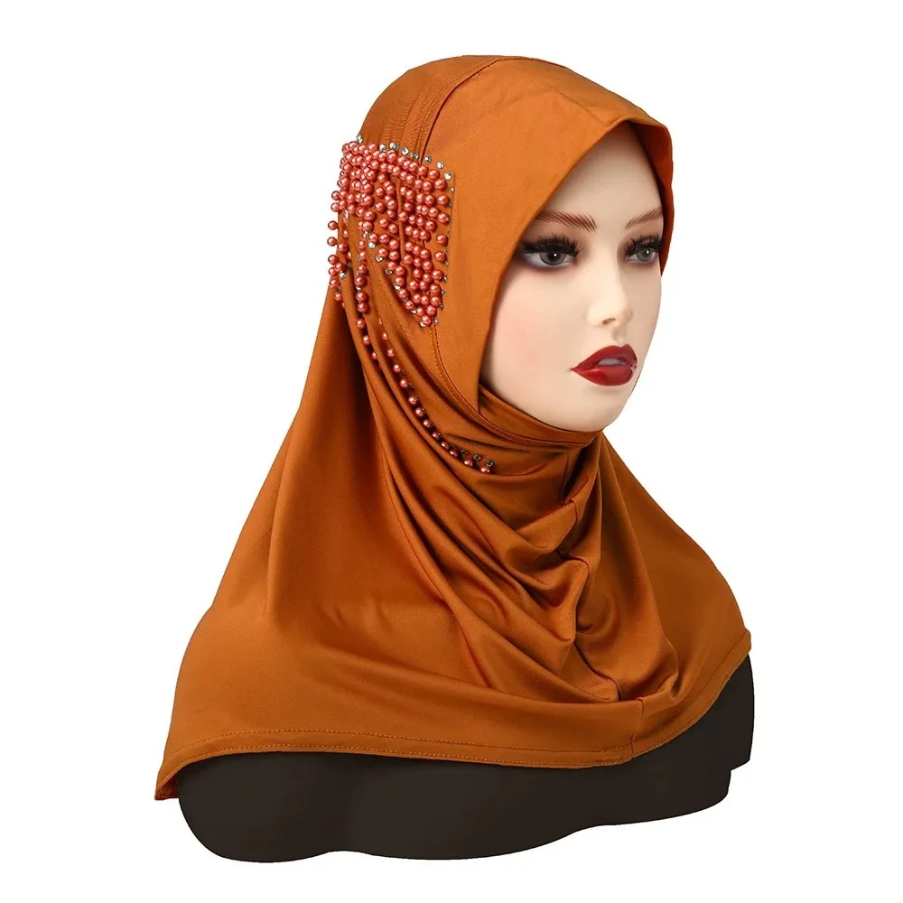 Hijab instantáneo de LICRA de cobertura completa, bufanda interior transpirable elástica de Color sólido, ropa islámica