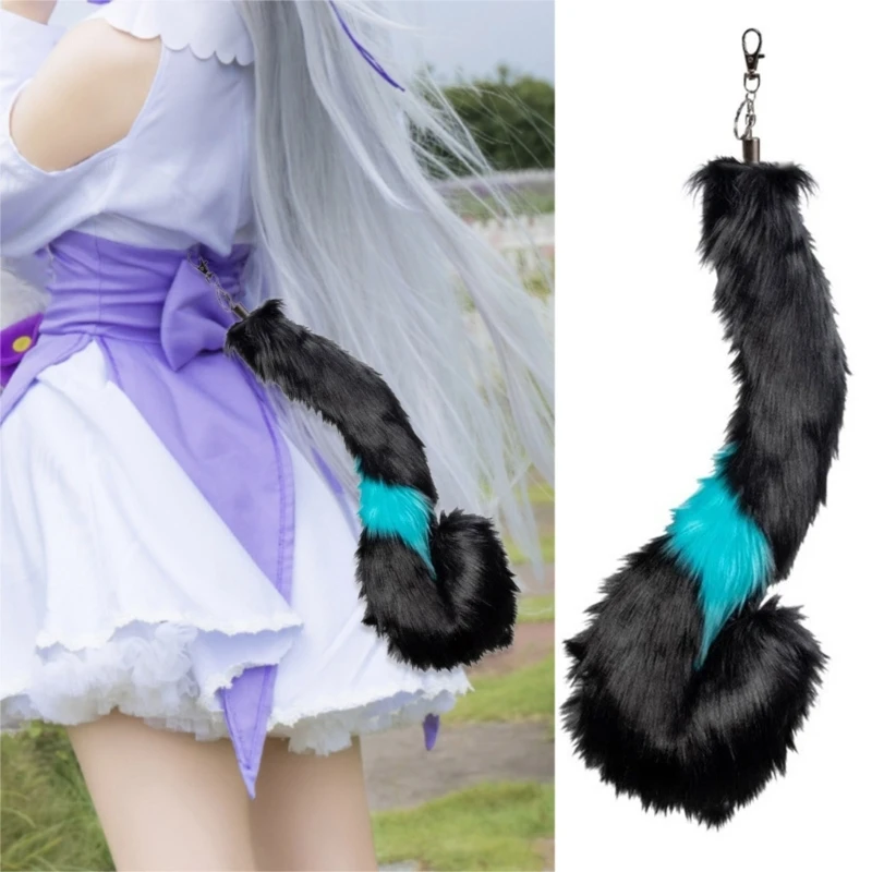 Faux Furs Foxes Tail Keychain Cosplays Toy Handbag Accessorise Bag Keyring Hook Pendant Charm Furs Car Keychain Gifts