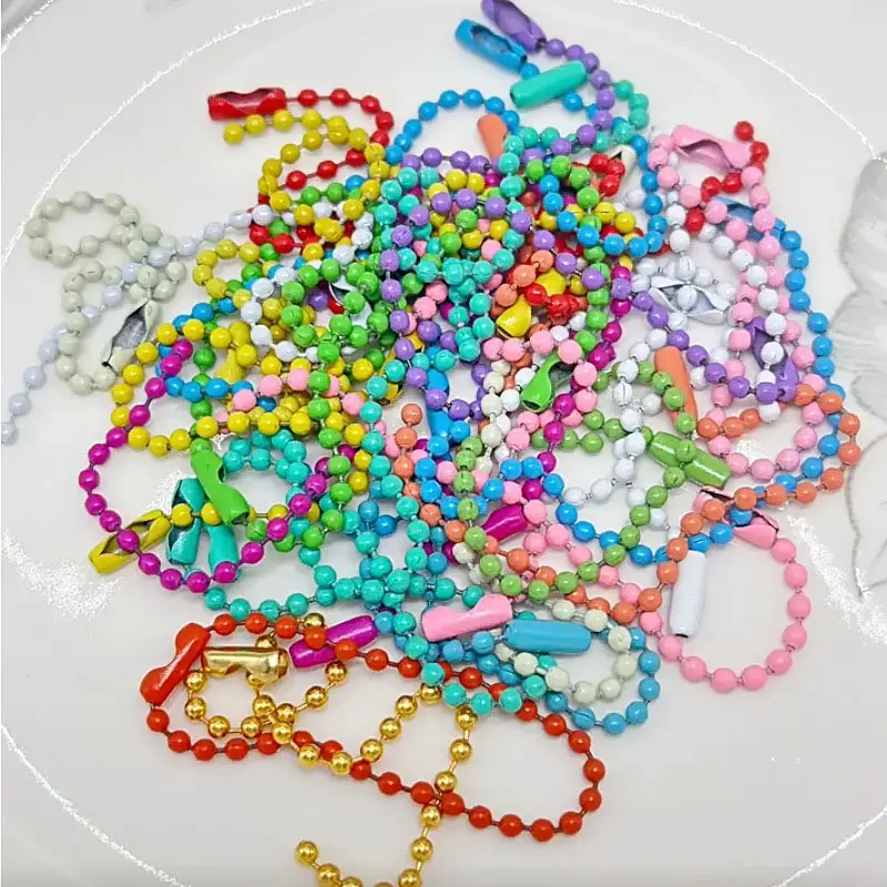 10/100pcs Colorful Ball Bead Chains Fits Key Chain Dolls Label Hand Tag Connector For DIY Bracelet Jewelry Making Accessorise