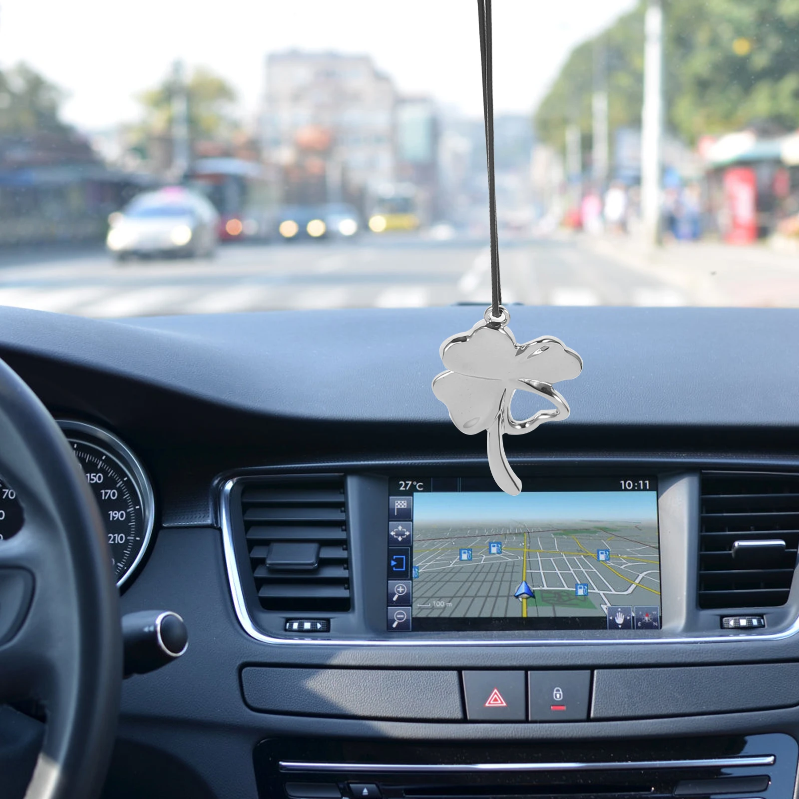 

Four Leaf Clover Car Interior Hanging Alloy Pendant Decorations Mirror Surface Cutting Shamrock Charm for Home Bedroom Kids Room