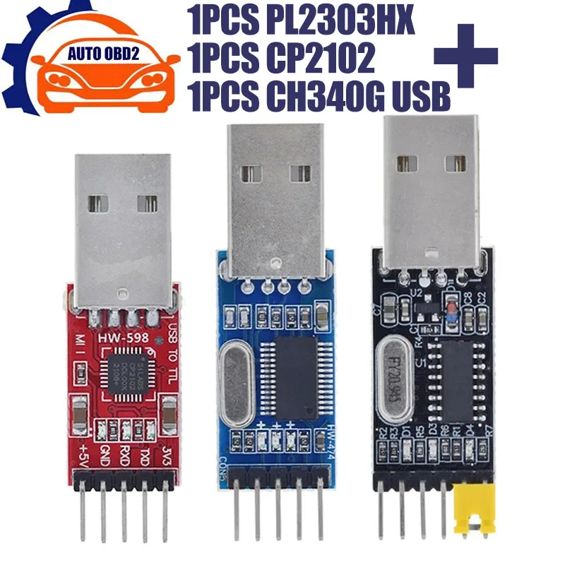 

pcs/lot =1PCS PL2303HX+1PCS CP2102+1PCS CH340G USB CP2102 USB 2.0 to UART TTL 5PIN Connector Module Serial Converter STC Replace