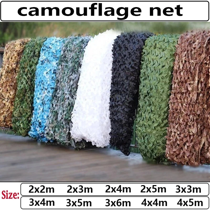 Reinforced  Camo Net Hunting Camo Net Car Tent Gazebo Shade Net White Camo True Blue Green Black Beige White 2x2m4x5m