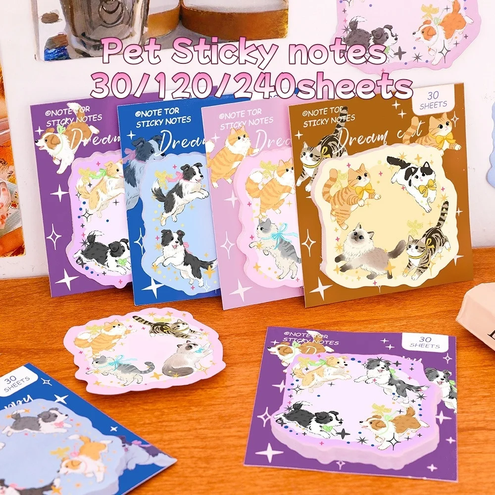 Journaling Planning Studying Reusable Sticky Notes, Cute Cat Dog Pet Memo Pads for Students, School & Office Supplies