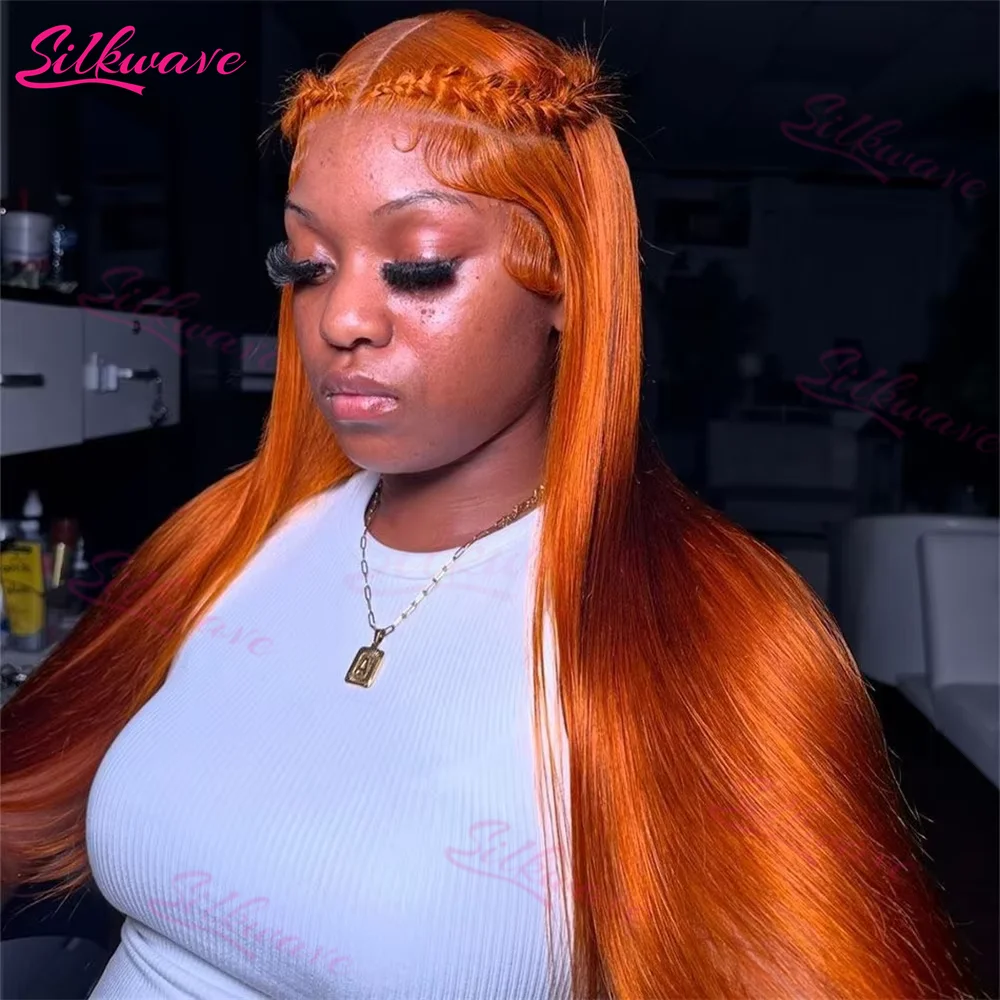 Silkwave 30 Inches Straight Ginger Orange Human Hair Wig Lace Front 13x6 13x4 Hd Frontal Colored Wigs Preplucked For Women