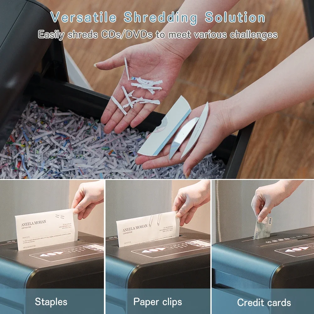 42L Industrial Paper Shredder P4 22 Sheets Non-stop Cross Cut CD Manual Destroyer Device Equipment for Office Commercial Use