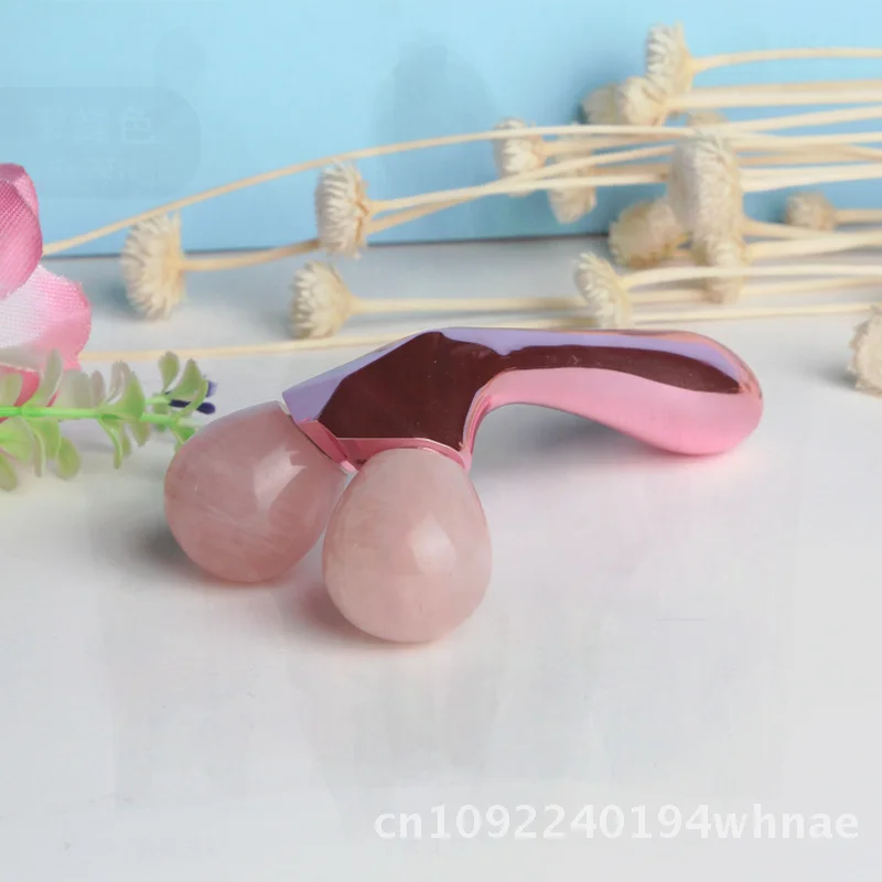 Massageador de rolo facial de jade de cristal natural para olhos e lifting facial em V firmando ouro prata roxo champanhe ferramenta de beleza de liga de zinco