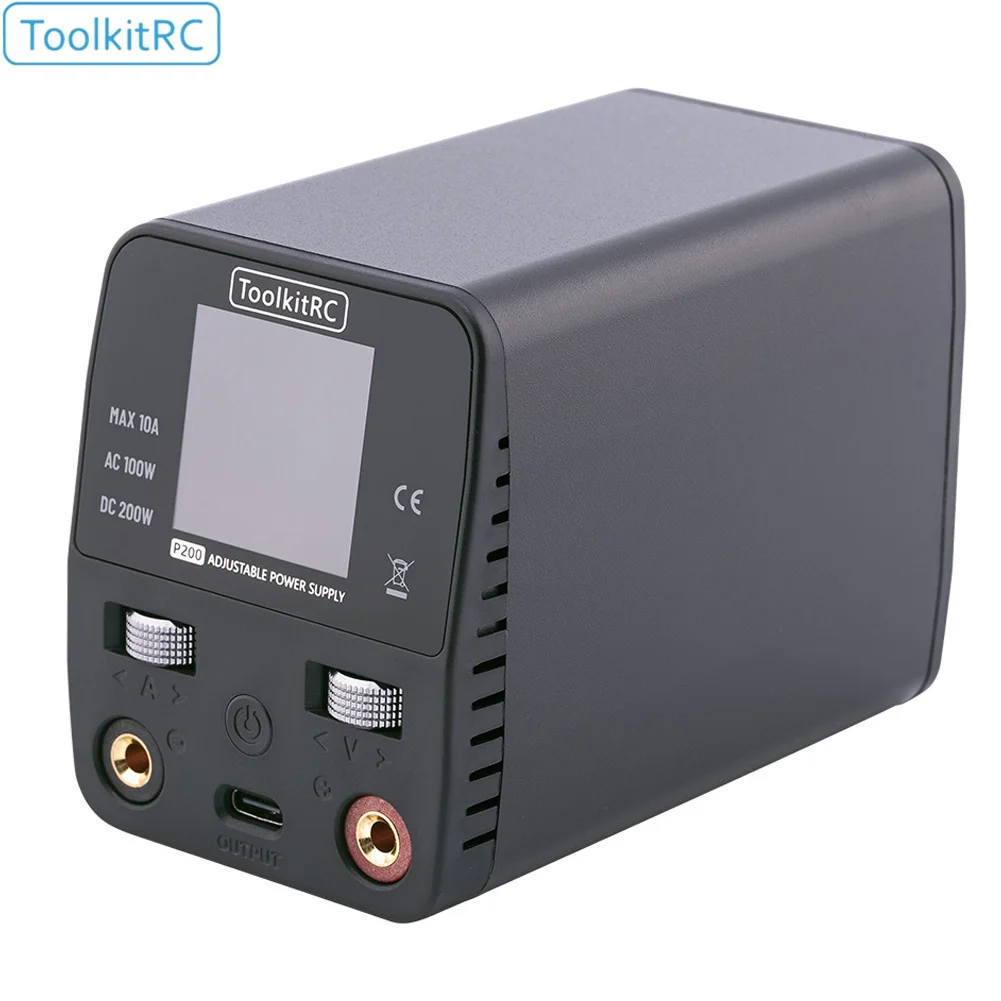 

ToolkitRC P200 V2 Mini 30V AC100W DC200W 10A GaN Adjustable Mini Desktop Power Supply USB Output