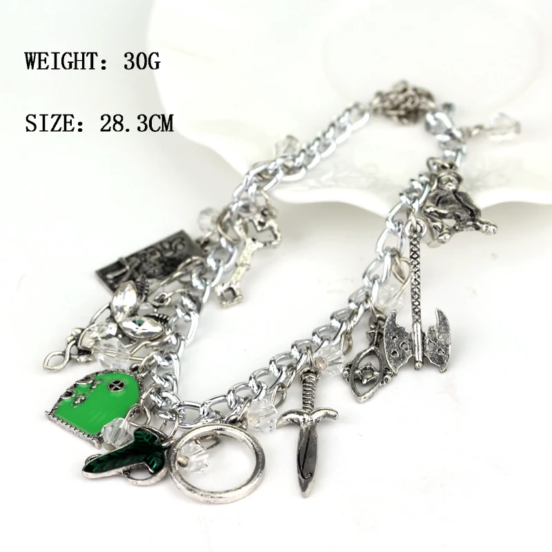 Elven Leaf Arwen Evenstar Frodo Feet Axe Sword Bow Wizard Fairy Door Metal Bracelet & Bangles For Women Crystal beads bracelet
