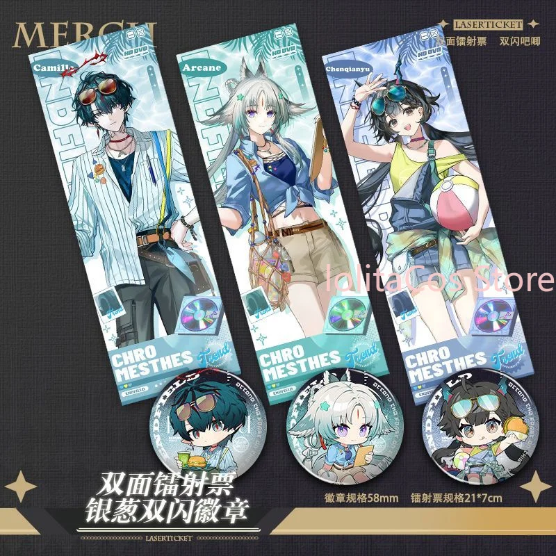 Arknights: Endfield Camille Chen Qianyu Arcane Anime Doble Flash Pin Metálico Decoración para Bolsos Broche Láser Ticket Regalo de Cumpleaños Cosplay