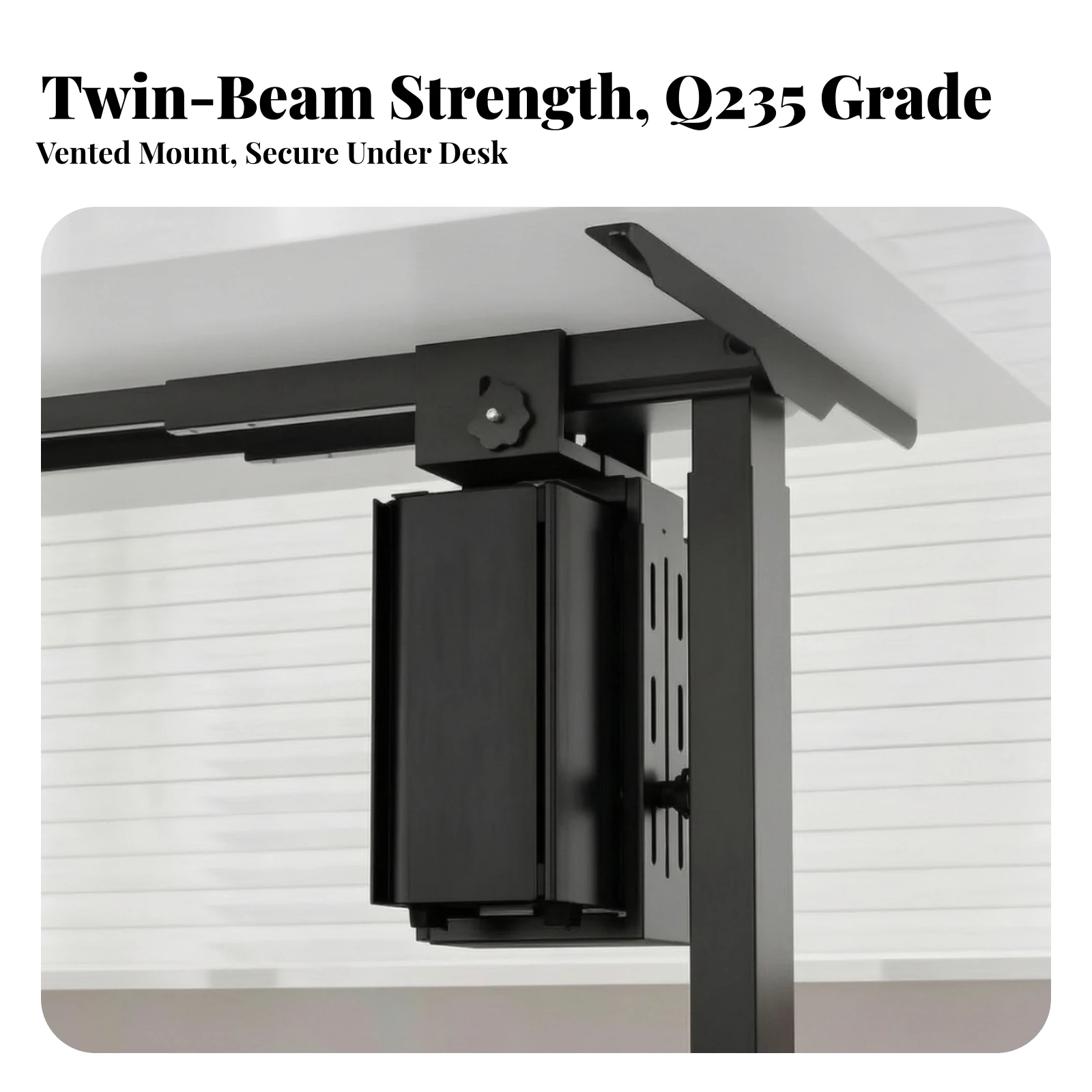 Suspended Computer Case Holder Ventilated Under-Desk Computer Chassis Mount Enclosed Steel Computer Processor Holder with Bottom