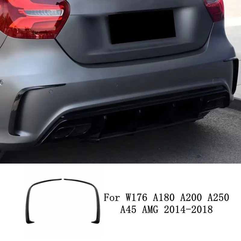 

For Mercedes Benz A Class W176 A200 A250 AMG 2013-2018 2PCS Glossy Black Car Rear Bumper Canard Side Splitter Vent Spoiler